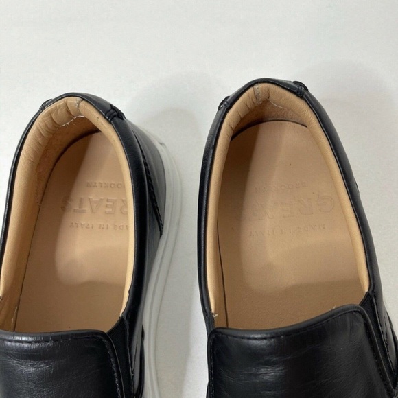 GREATS Wooster Leather Black Slip On Sneakers - Picture 3 of 5
